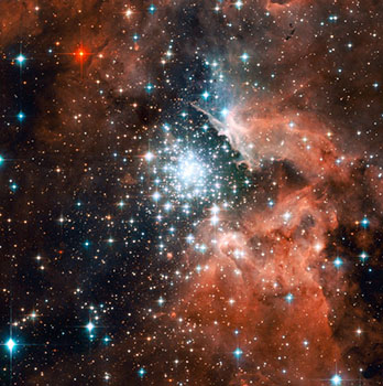 Extreme Star Cluster Bursts into Life. NASA Hubble Space Telescope.