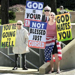 Fred Phelps with protesters.