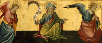 Isaiah with Two Angels, Gherardo di Jacopo Starnina, about 1410, tempera on panel.