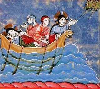 Jesus Calming the Storm&nbsp;— Irish Illuminated Manuscript, 11th Century