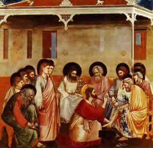 Jesus washes his disciples' feet.