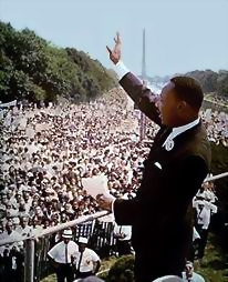 King's &ldquo;I Have a Dream&rdquo; speech, August 28, 1963, in Washington.