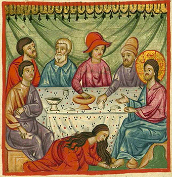 Mary anoints Jesus, Ilyas Basim Khuri Bazzi Rahib (17th century Coptic monk).